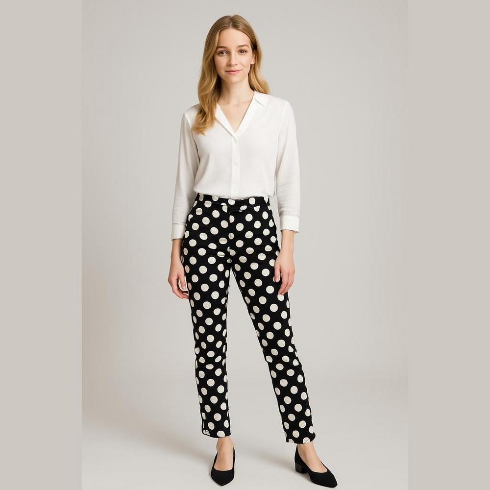 St. John navy white polka dot pants size 2